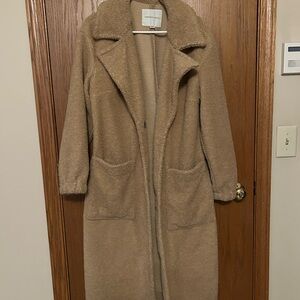 American Eagle Outfitters Tan Teddy Calf-length Coat